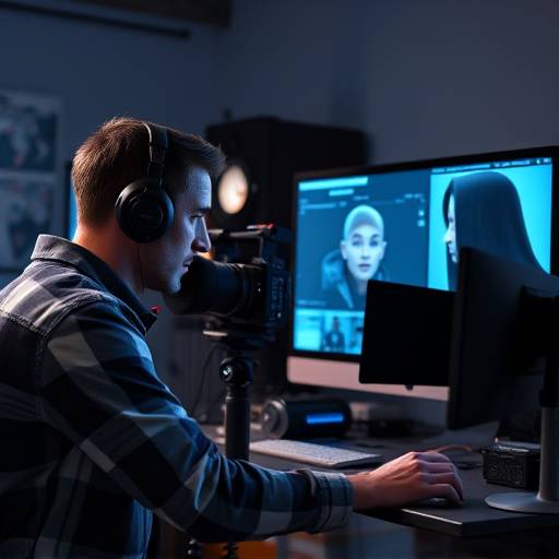 Animator working on a complex 3D animation on a computer.